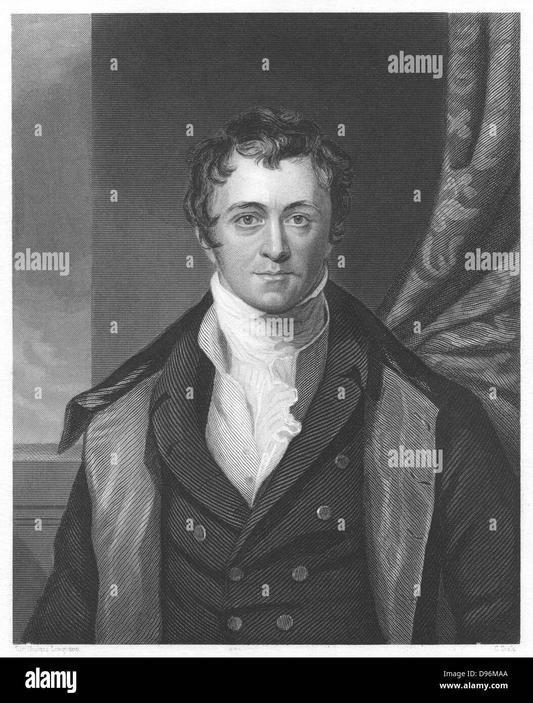 Humphry Davy (1778-1829), chimiste anglais. Après gravure portrait de sir Thomas Lawrence Banque D'Images