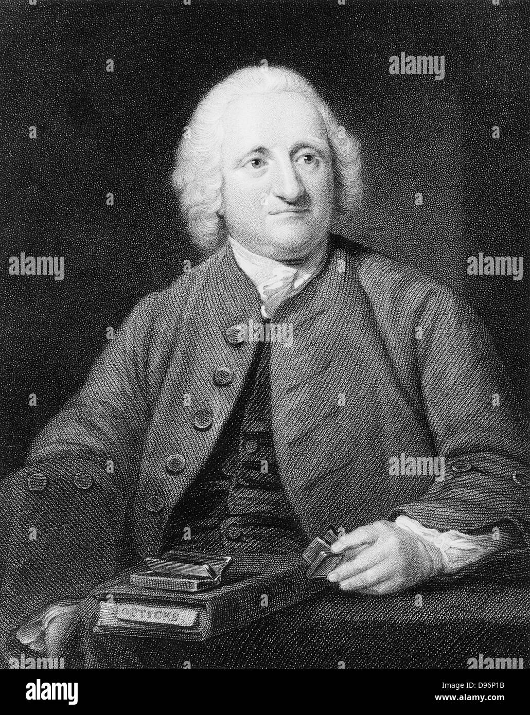 John Dollond (1706-1761) c1750, opticien anglais. Inventeur de la lentille achromatique. Père de Peter New contemporain new contemporain et grand-père de George. Gravure tirée de "la galerie de portraits' Vol III par Charles Knight (Londres, 1834). British. Chercheur scientifique. L'optique. Banque D'Images