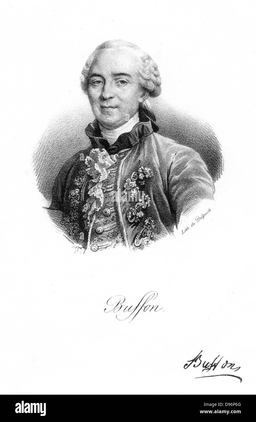 Georges-Louis Leclerc, Comte de Buffon (1707-1788), naturaliste français. Auteur de 44 volumes 'Histoire Naturelle' 1749-1767. Lithographie, (Paris, c1830). Banque D'Images