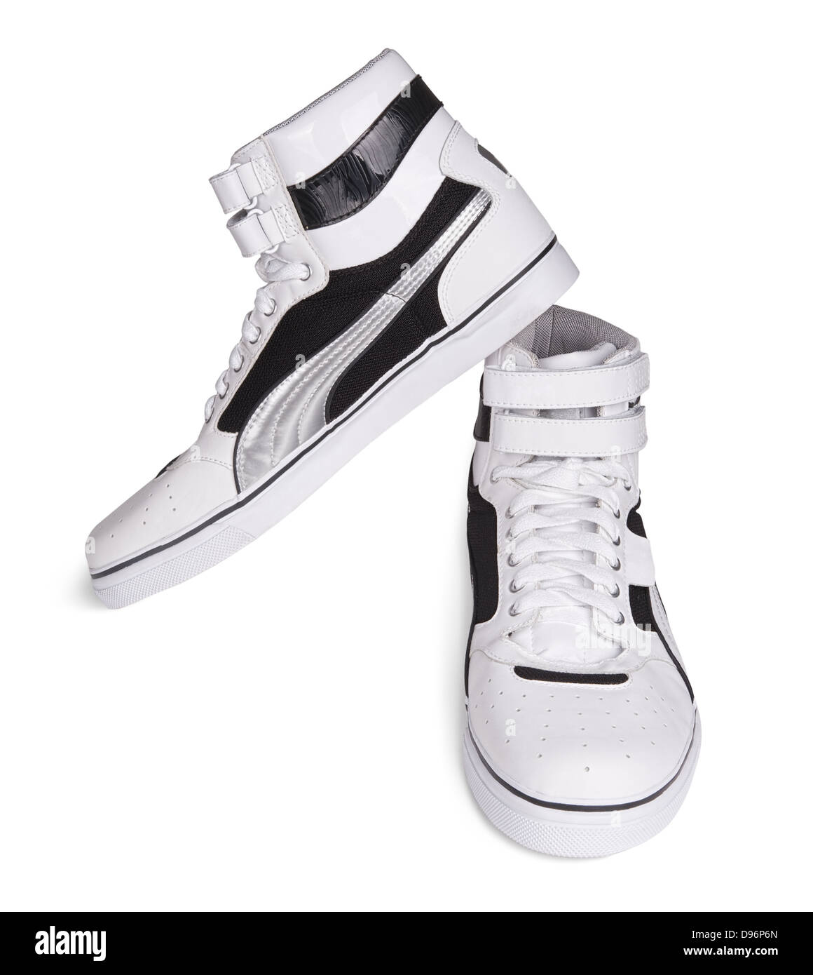 Paire de chaussures de sport blanc isolé sur fond blanc Banque D'Images