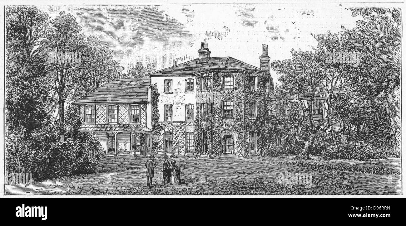 Charles Darwin (1809-1882), Down House, près de Beckenham, Kent, l'accueil de Charles Darwin, naturaliste anglais. L'évolution par sélection naturelle. À partir de 'l'Illustrated London News, 10 décembre 1887. La gravure. Banque D'Images