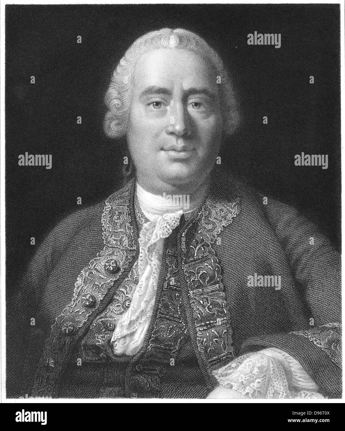 David Hume (1771-1776) philosophe et historien écossais. Gravure Portrait. Banque D'Images