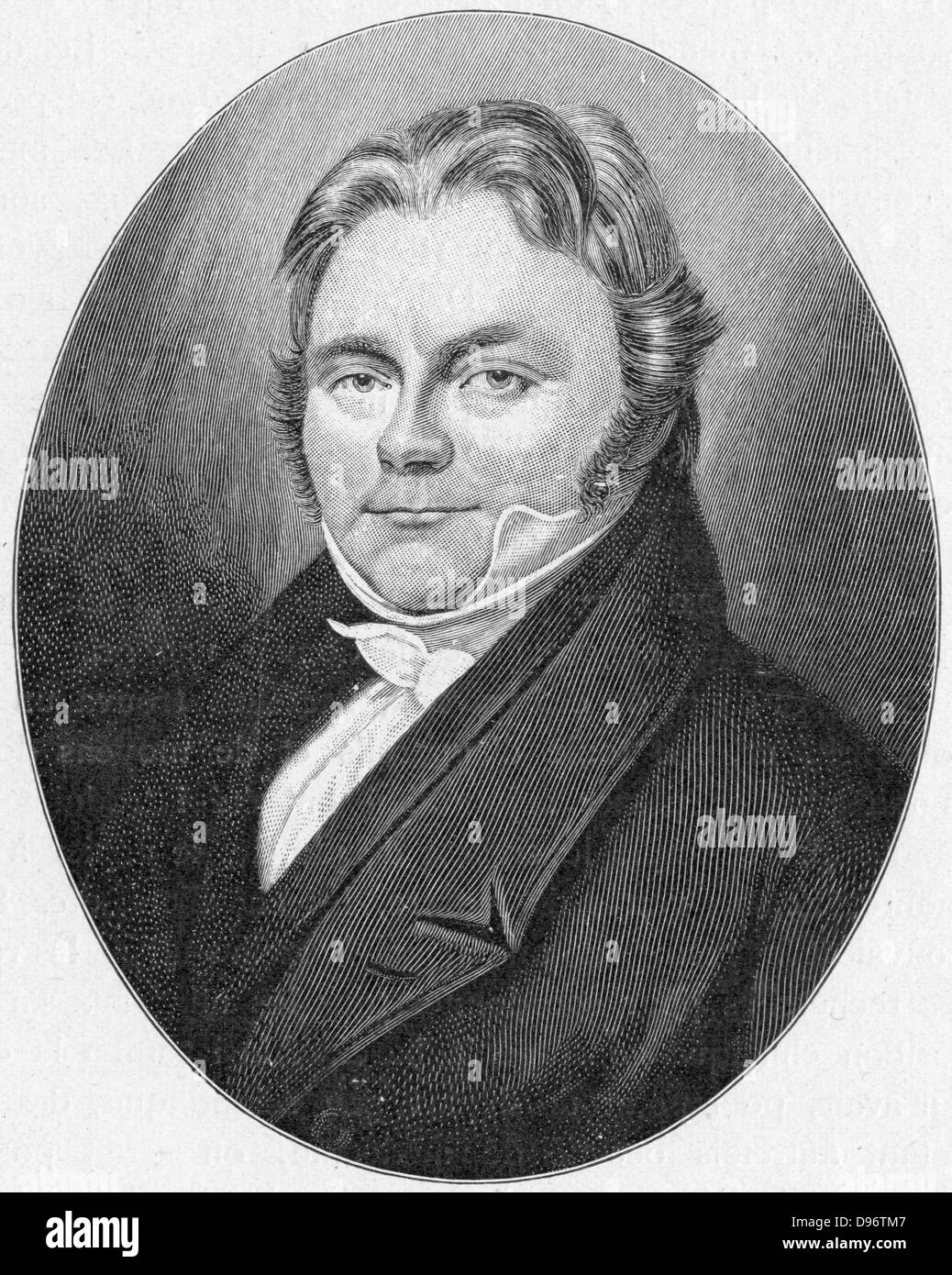 Jons Jacob Berzelius (1779-1848), chimiste suédois qui a introduit les symboles chimiques modernes. L'ehh a découvert les éléments sélénium, le thorium et le cérium, et a été le premier à isoler d'autres. Il a déterminé avec précision le poids atomique, l'établissement des lois de combinaison et John Dalton's théorie atomique. Banque D'Images