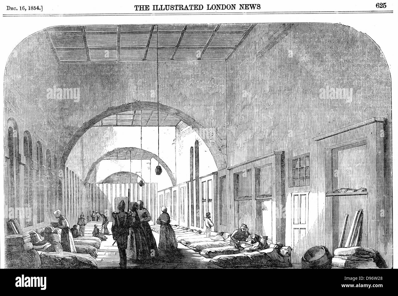 L'hôpital de Scutari, caserne pendant la guerre de Crimée (1853-1856) en vertu de la Florence Nightingale (1820-1910) la gestion. À partir de 'l'Illustrated London News, 1854. La gravure sur bois Banque D'Images