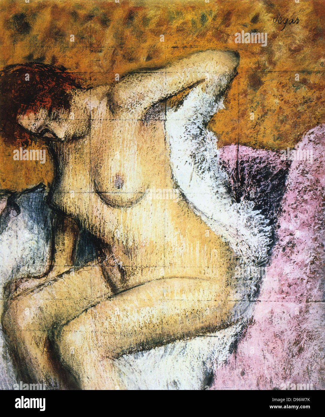 Après le bain' c1895 : Edgar Degas (1834-1917), artiste français. Pastel et gouache sur papier. Banque D'Images