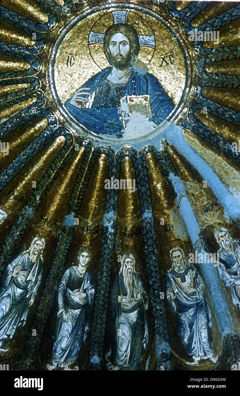 Jésus et les Saints de la coupole. Eglise du Christ de Chora (Kariye Museum) Constantinople (Istanbul), Turquie : 14ème siècle. Banque D'Images