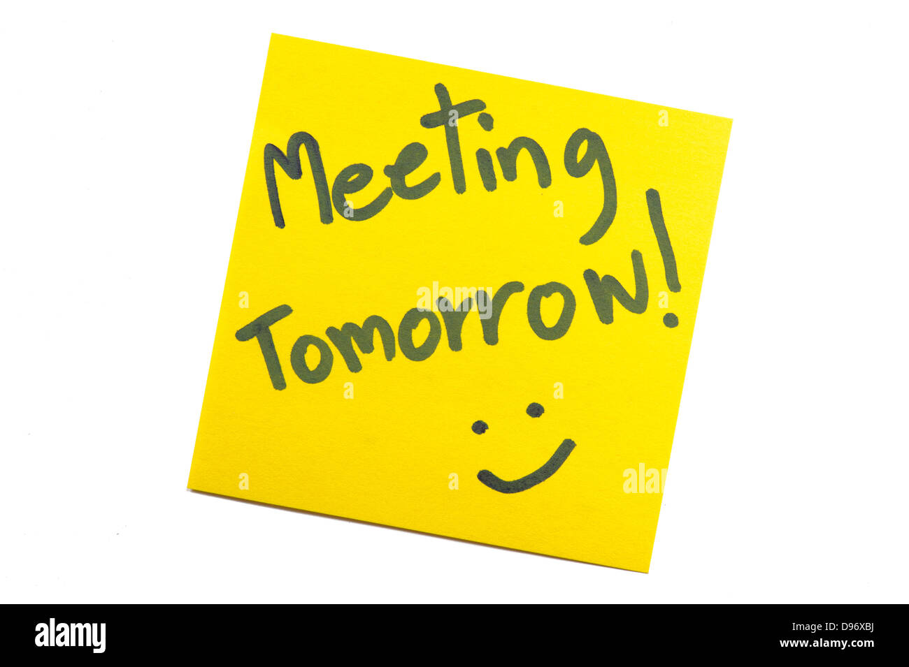 Sticky note avec texte 'Meeting demain' Banque D'Images Sticky note avec texte 'Meeting demain' Banque D'Images