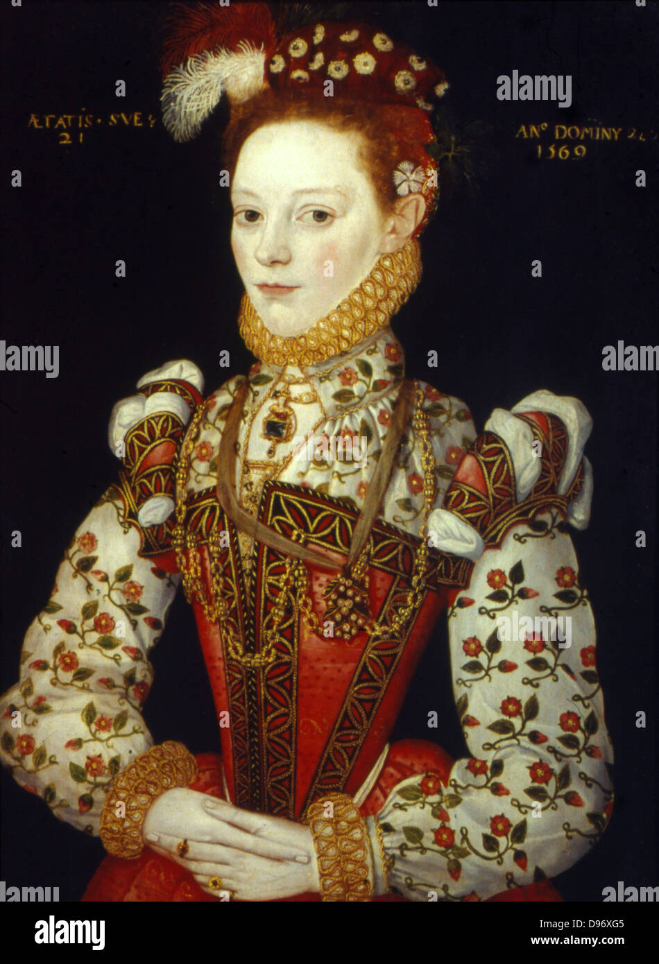 Une jeune femme de 21 ans, (1569). École anglaise du xvie siècle. Banque D'Images