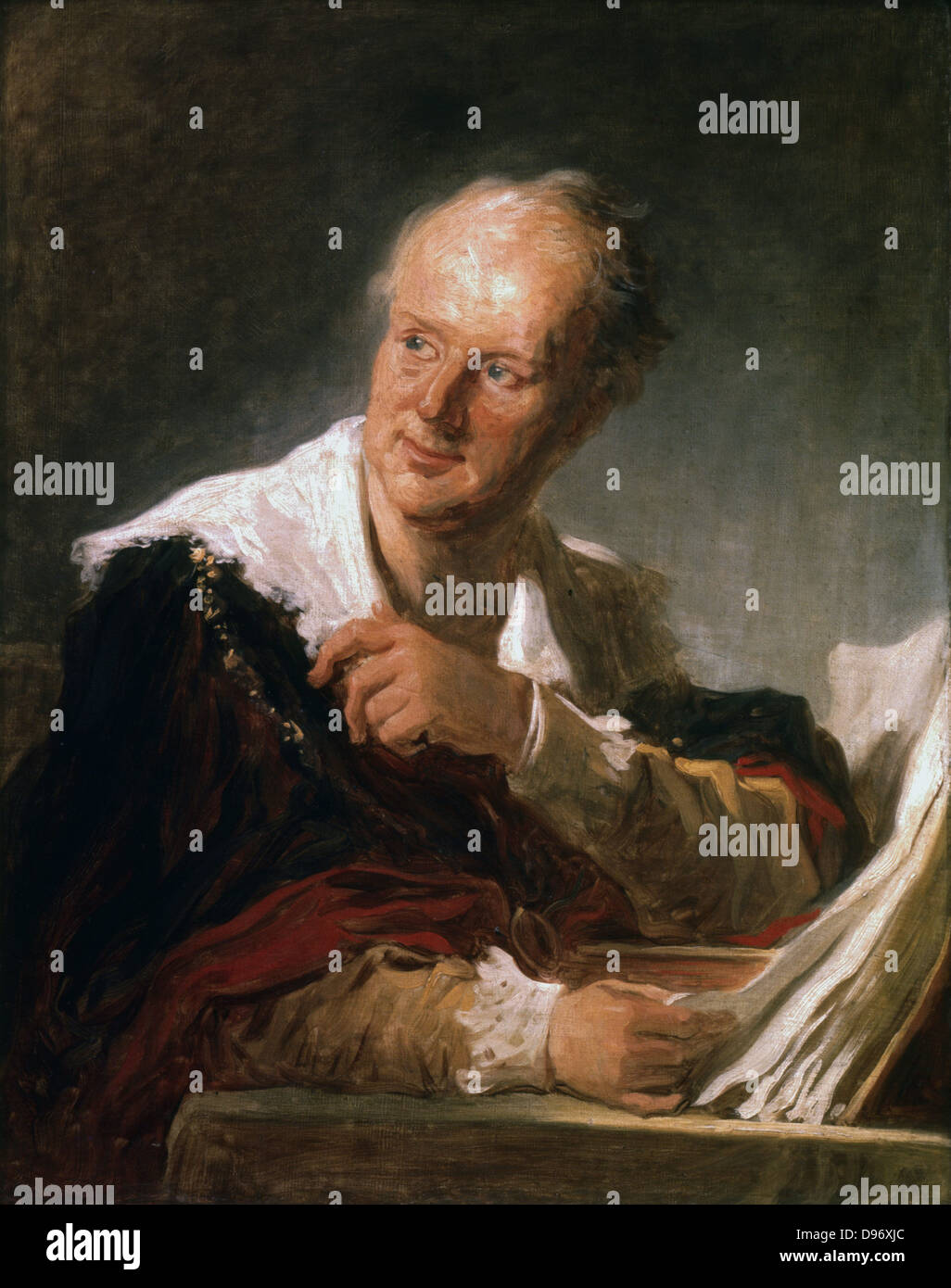 Denis Diderot (1713-1784) Homme de lettres français et encyclopédiste. Portrait par Jean Honoré Fragonard (1732-1806) huile sur toile. Banque D'Images
