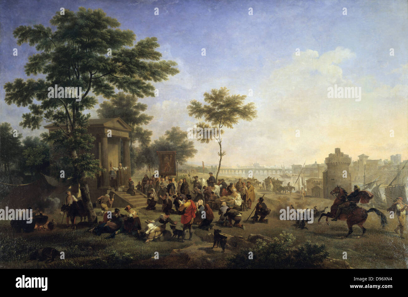 Masse d'air ouvert dans la campagne romaine". Nicolas Antoine Taunay (1775-1830) peintre français. Huile sur toile. Banque D'Images