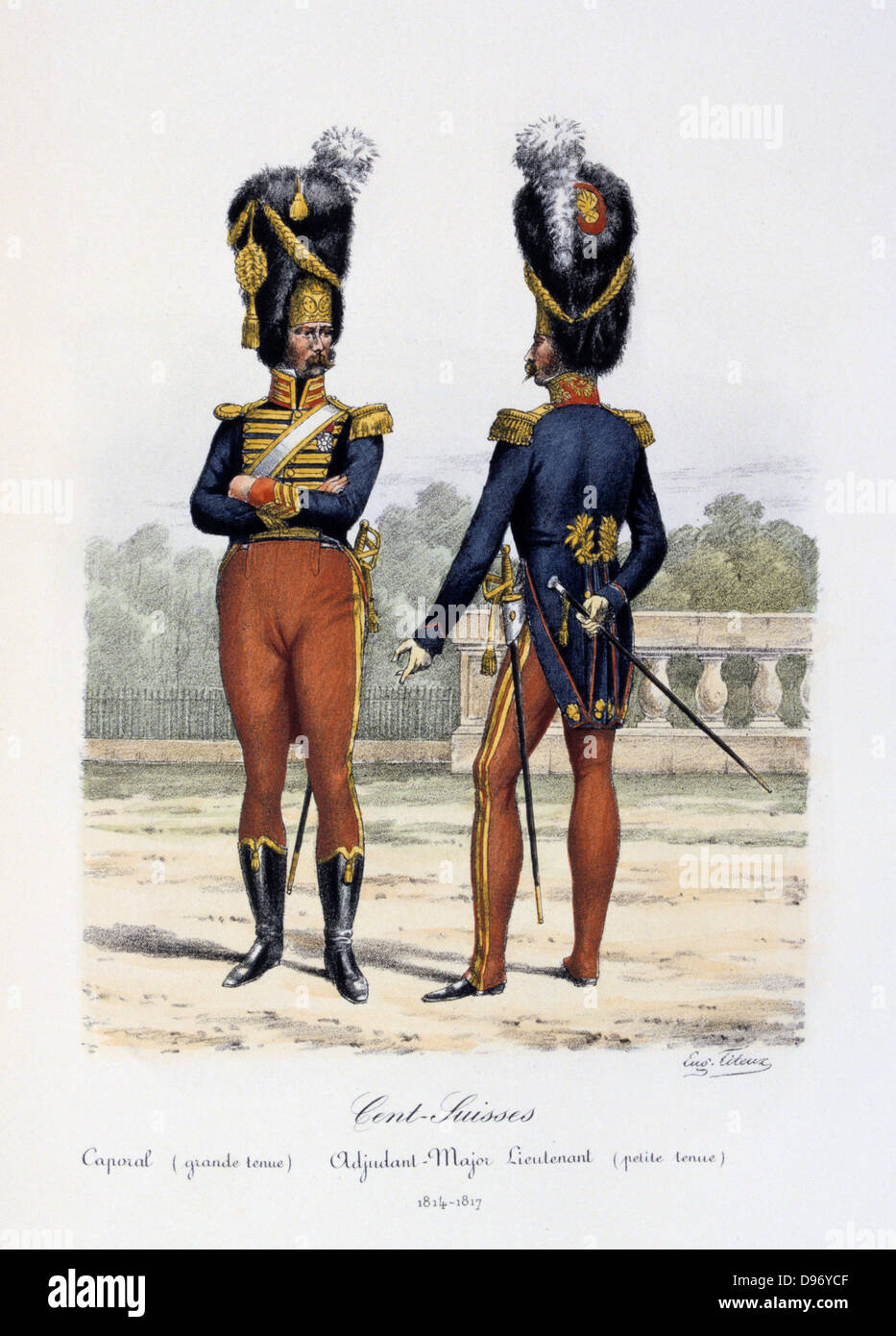 Les membres de la société suisse de la Garde Royale, 1814-1817. À partir de 'Histoire de la Maison Militaire du Roi de 1814 a 1830" par Eugène Titeux, Paris, 1890. Banque D'Images