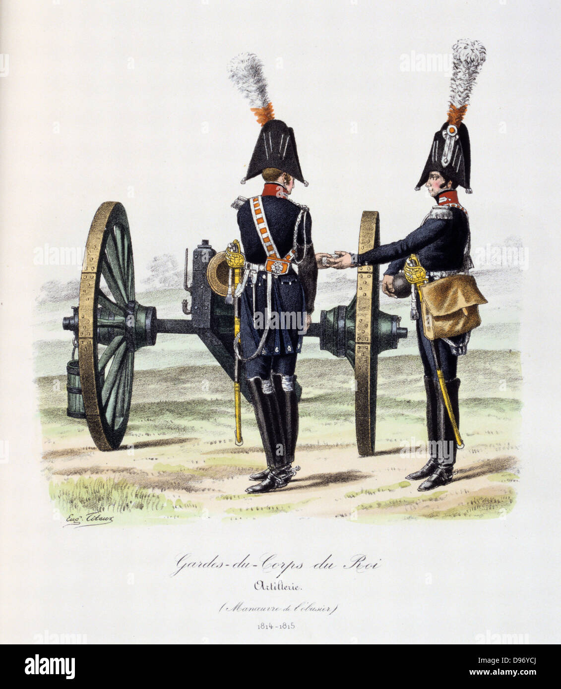 L'artillerie de la Garde royale sur manouvers, 1814-1815. À partir de 'Histoire de la Maison Militaire du Roi de 1814 a 1830" par Eugène Titeux, Paris, 1890. Banque D'Images
