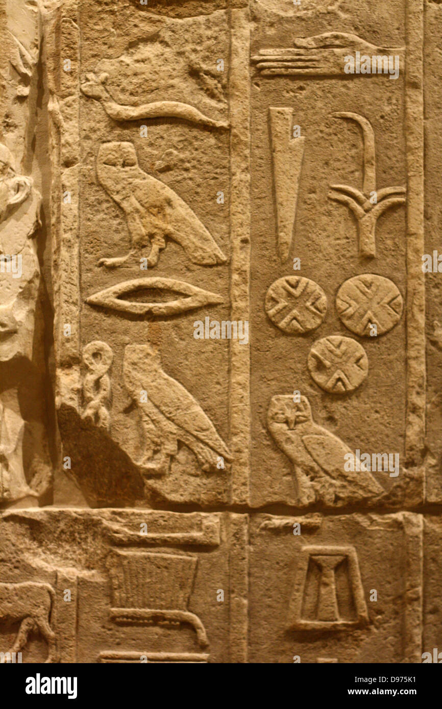 Temple égyptien reliefs deuxième millénaire avant J.-C. Banque D'Images