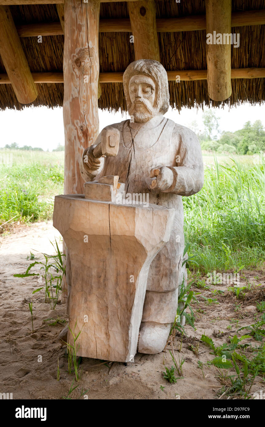 Sculpture en bois en Zmijowiska Grodzisko Slaves Banque D'Images