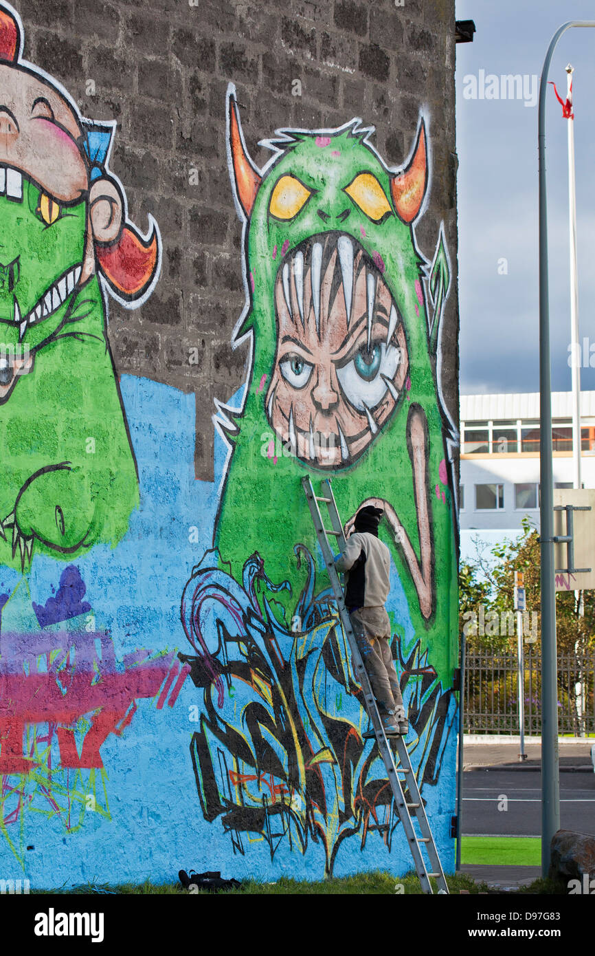 Les graffitis, Reykjavik, Islande Banque D'Images