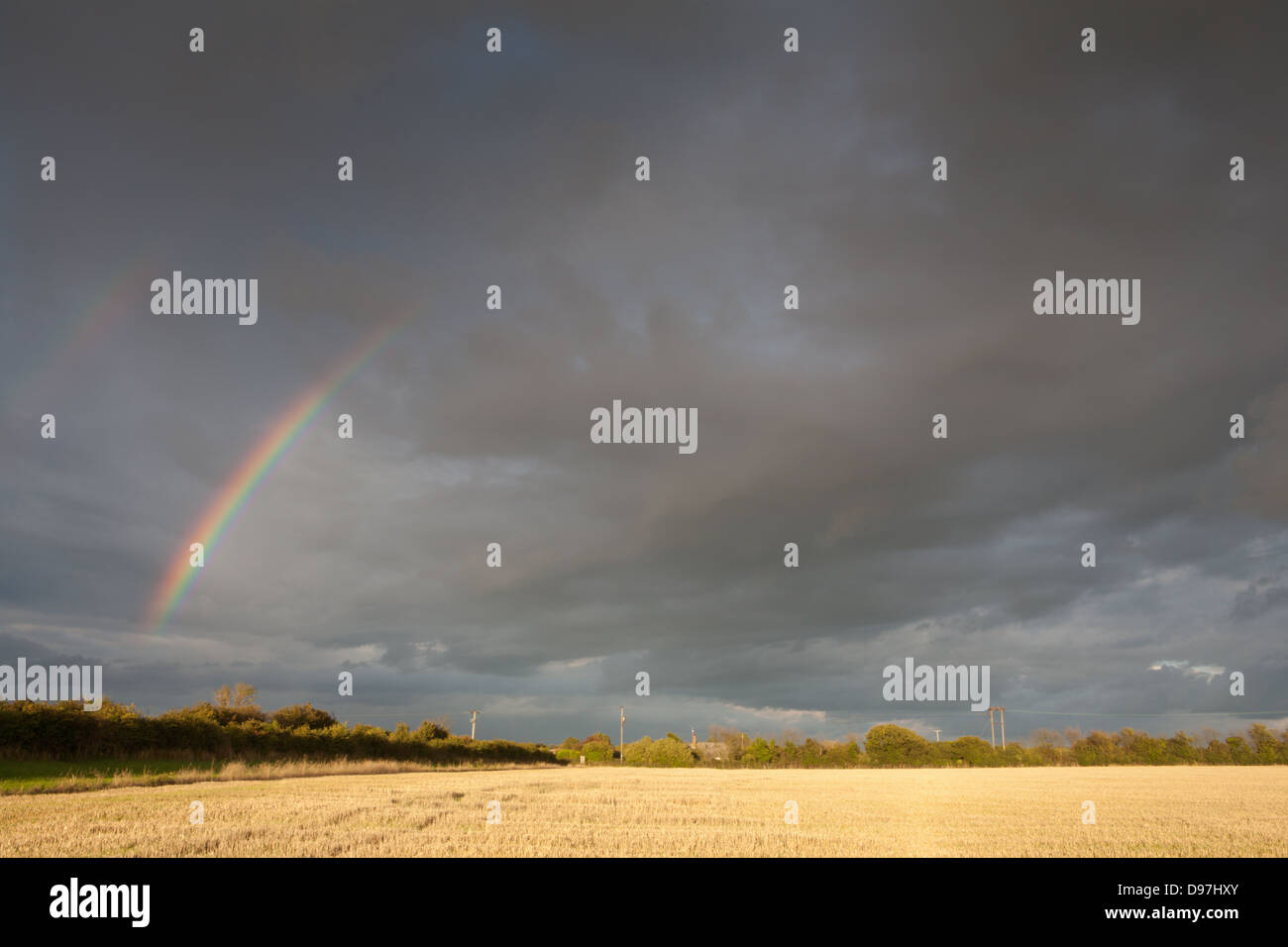 UK ; Angleterre ; NORFOLK ; ; ; MOODY THORNHAM ARC-EN-CIEL NUAGES ; ; ; ; LA LUMIÈRE DU SOLEIL D'OR Banque D'Images