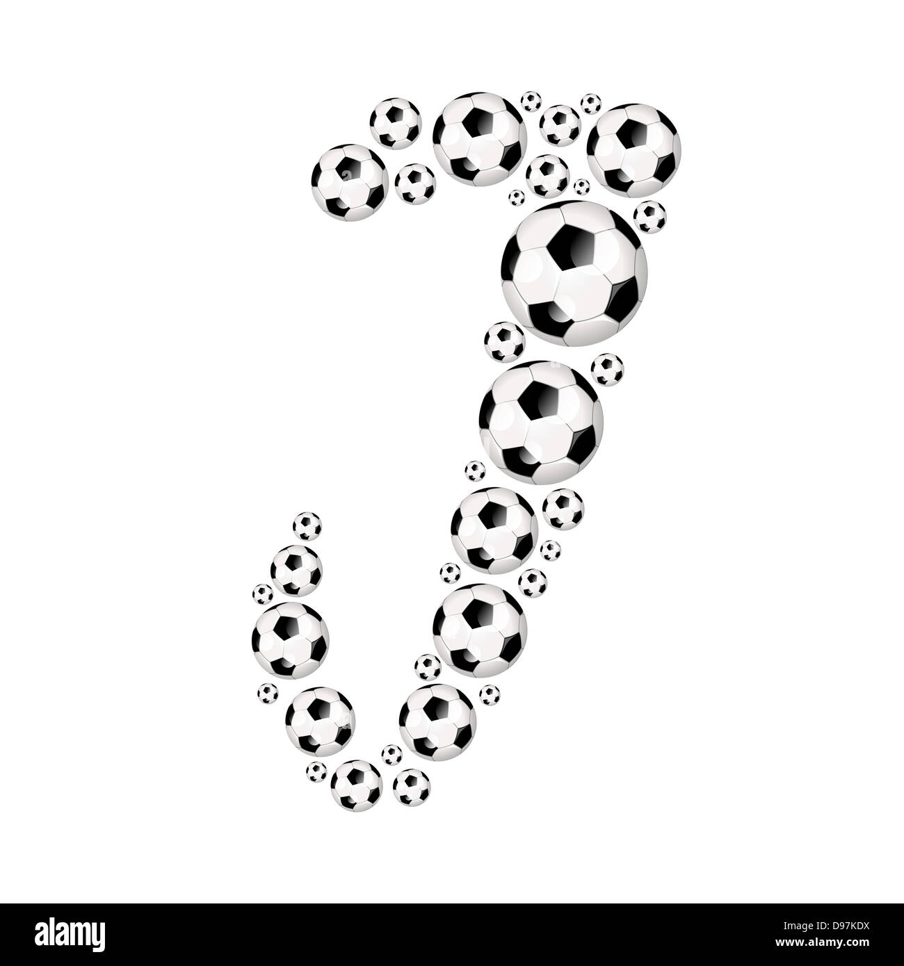 La lettre de l'alphabet de soccer J'icône illustration ou ballons de soccer avec Banque D'Images