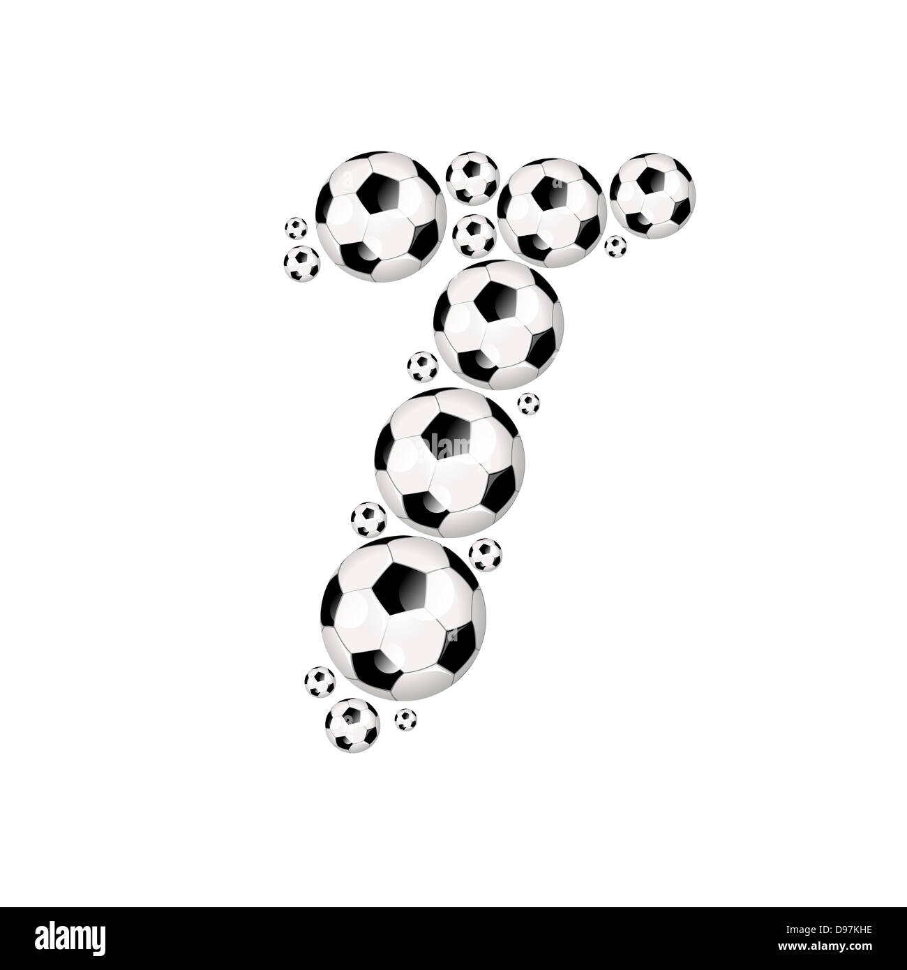 Alphabet lettre T capital football icône illustration ou ballons de soccer avec Banque D'Images