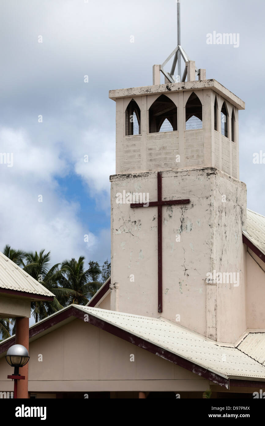 Église de Tongatapu - l'île principale des Tonga. Banque D'Images