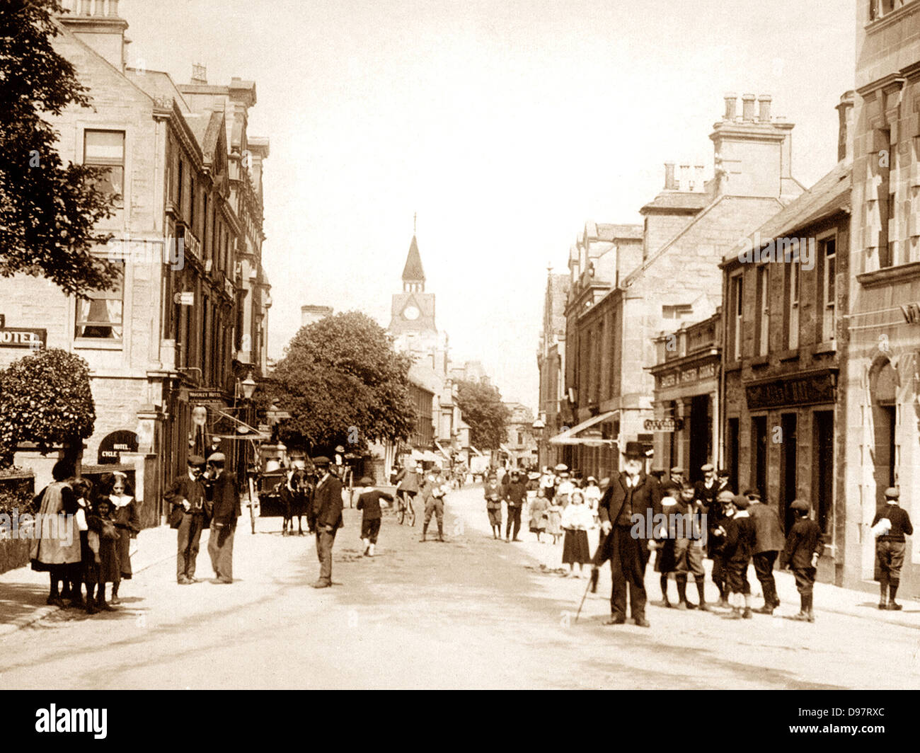 Nairn au début des années 1900, Rue Haute Banque D'Images