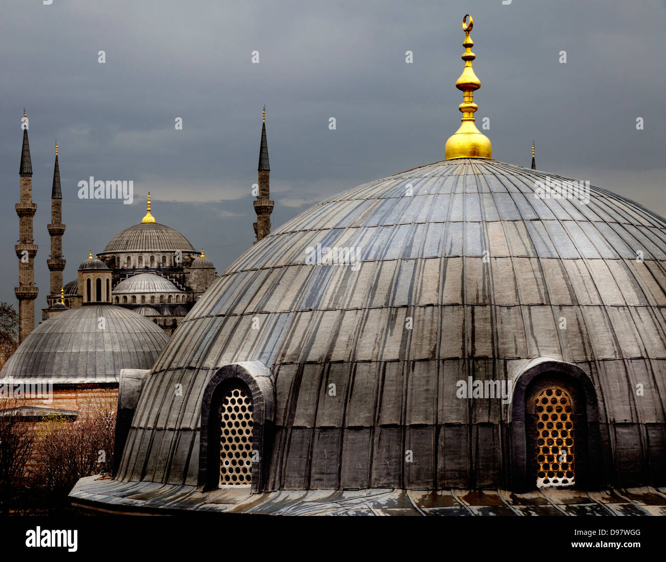Wiew des monuments du Sultan Ahmed depuis la vue du musée d'Ayasophia. Istanbul, Turquie Banque D'Images