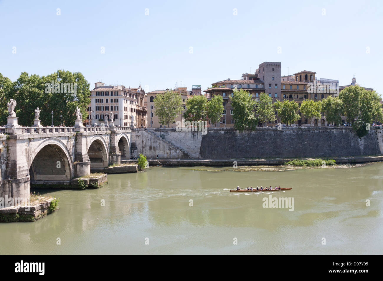 Ponte San Angelo, Pons Aelius, Sanangelo Bridge, Tibre, Rome Banque D'Images