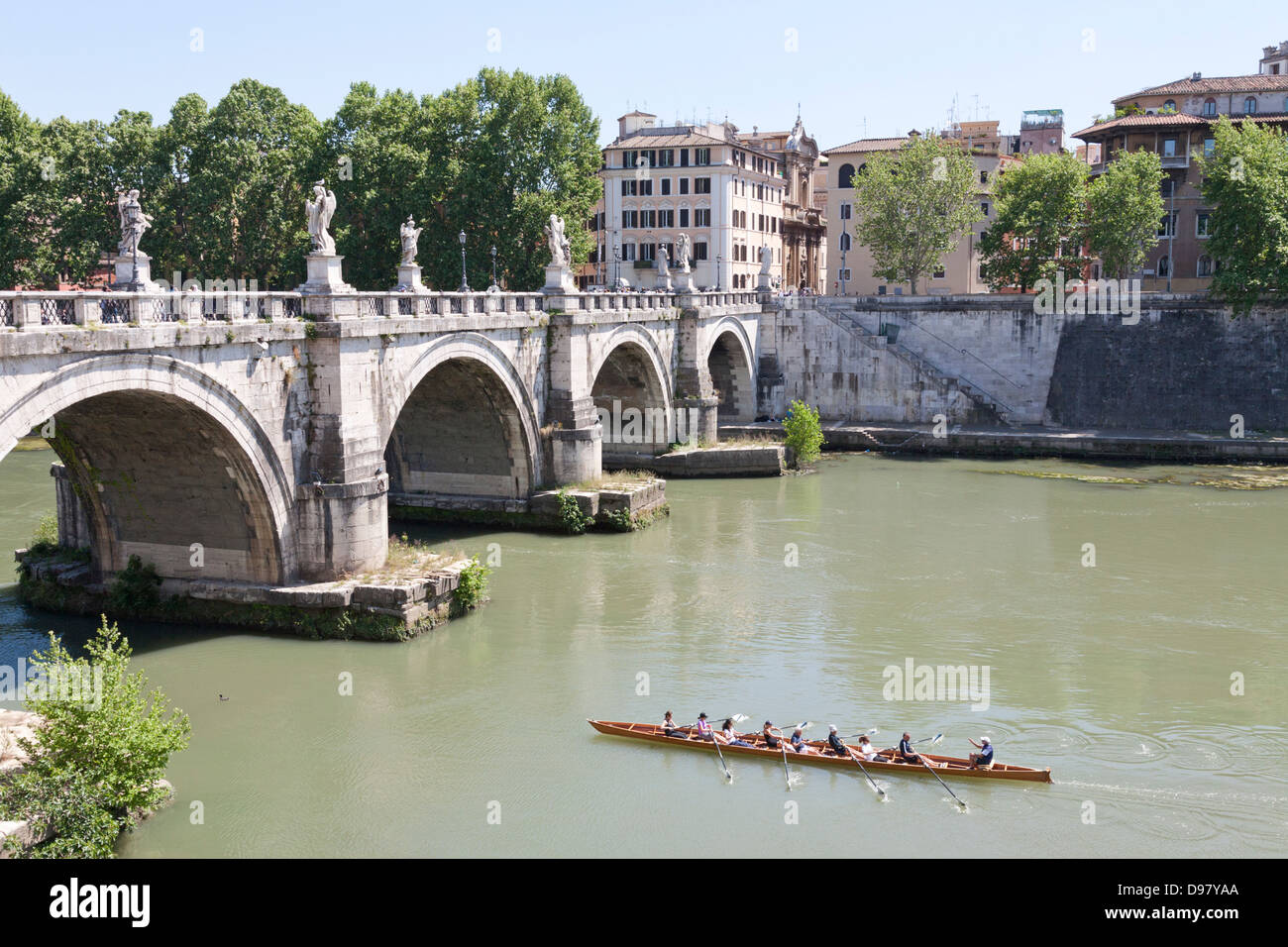 Ponte San Angelo, Pons Aelius, Sanangelo Bridge, Tibre, Rome Banque D'Images