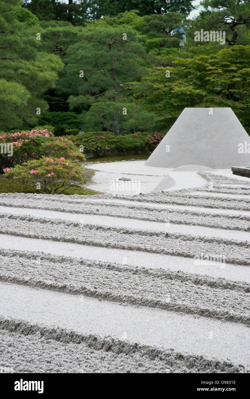 Jardin zen de sable Ginshadan sculpture au pavillon de l'argent Ginkakuji Temple Kyoto au Japon Banque D'Images