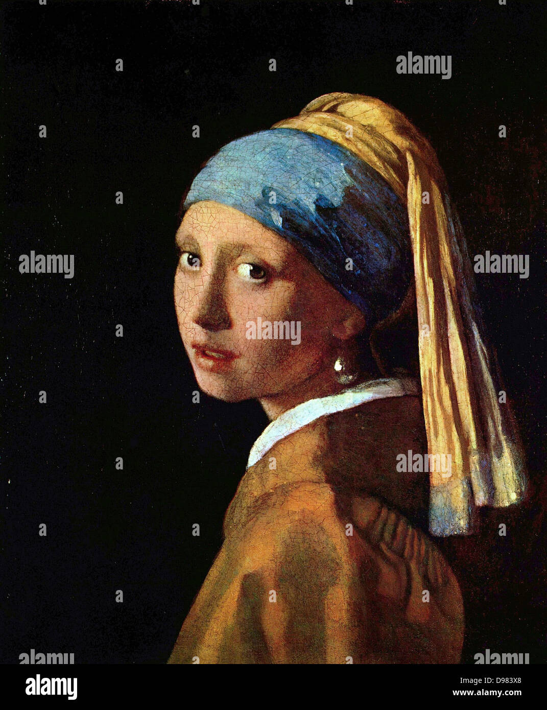 Johannes Vermeer, la jeune fille à la Perle 1660-1670 Huile sur toile. Galerie Photo Royal Mauritshuis, La Haye. Banque D'Images