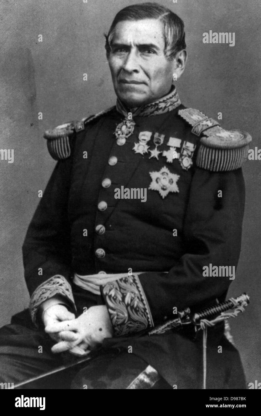 Juan Nepomuceno Almonte (Mai 15, 1803 - Mars 21, 1869) était un représentant mexicain, militaire et diplomate. Il était un vétéran de la bataille de l'Alamo pendant la révolution du Texas. Almonte est également un chef de cabinet du ministre des conservateurs dans les années 1860 et a servi comme regent Banque D'Images