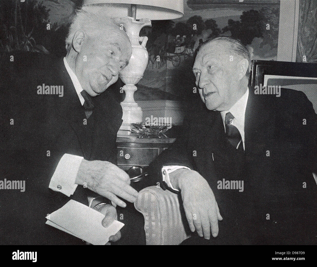 Premier ministre israélien David Ben Gourion de l'Ouest rencontre avec le chancelier allemand Konrad Adenauer à New York, 14 mars 1960. Banque D'Images