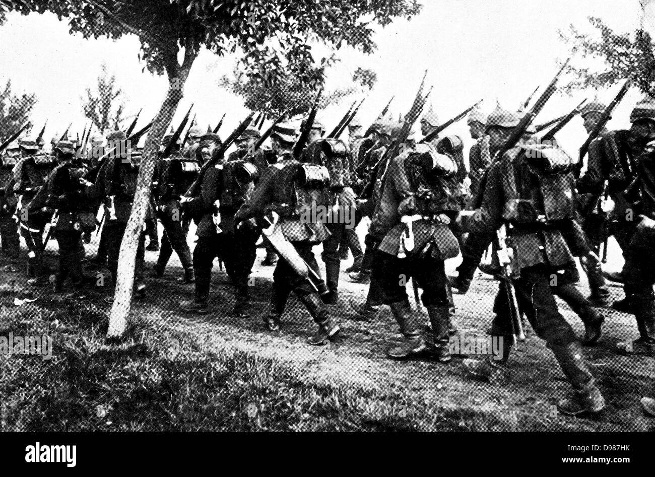 L'infanterie allemande sur le mars. Banque D'Images