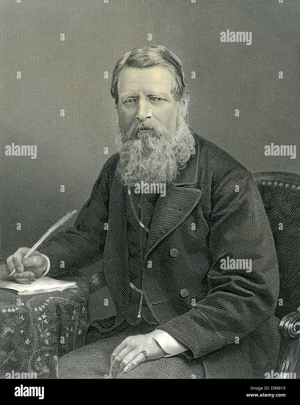 Henry Stafford Northcote, premier comte de Iddesleigh (1818-1887) Homme d'État anglais. Chancelier de l'Échiquier, 1874. En 1876, il est devenu chef du parti conservateur à la Chambre des communes. Après la gravure d'une photographie. Banque D'Images