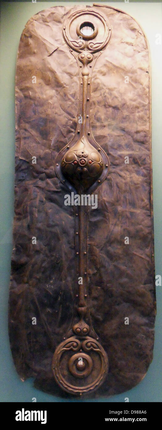 Le ShieldIron Witham, 400-300 av. J.-C. L'âge. À partir de la rivière Witham près de Lincoln, en Angleterre. Au début de la Tène finale Celtic Art de la Grande-Bretagne. Ce bouclier a été faite en même temps que le bouclier de Chertsey. En commun avec l'Chertsey et aussi le bouclier de Battersea, le bouclier Witham a été retrouvé dans une rivière. Banque D'Images