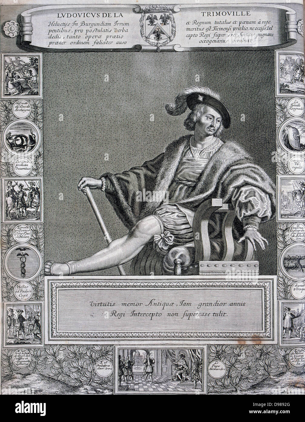 Gaston de Foix, duc de Nemours (1489-1512) commandant de l'armée française. Guerre de la Ligue de Cambrai. Tué à la bataille de Ravenne le 11 avril 1512. La gravure française 1655. Banque D'Images