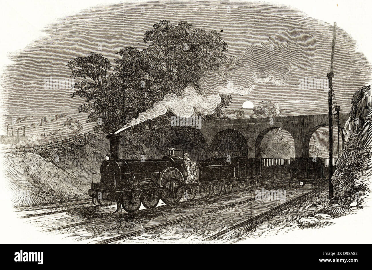 Un train postal sur lequel des lettres ont été classés alors qu'il voyagea toute la nuit entre les villes, remplaçant la nécessité pour le courrier à cheval les entraîneurs. À partir de 'l'Illustrated London News, janvier, 1849. Banque D'Images