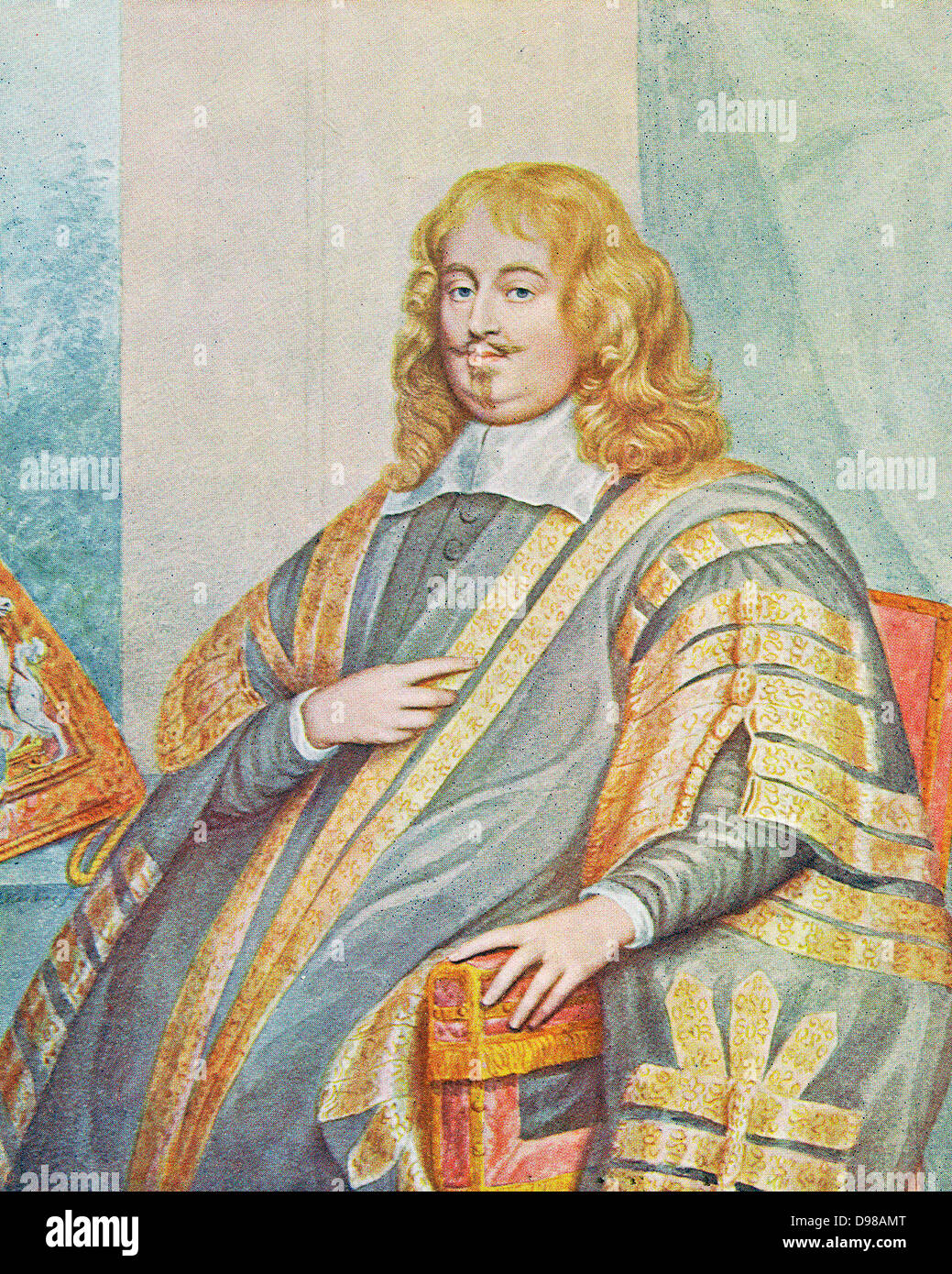 Edward Hyde, comte de Clarendon lst (1609-1674), Lord Chancelier sous Charles II (1658-1667). Le beau-père de James II, grand-père de Marie II et de la reine Anne. Après portrait par George Perfect Harding. Banque D'Images