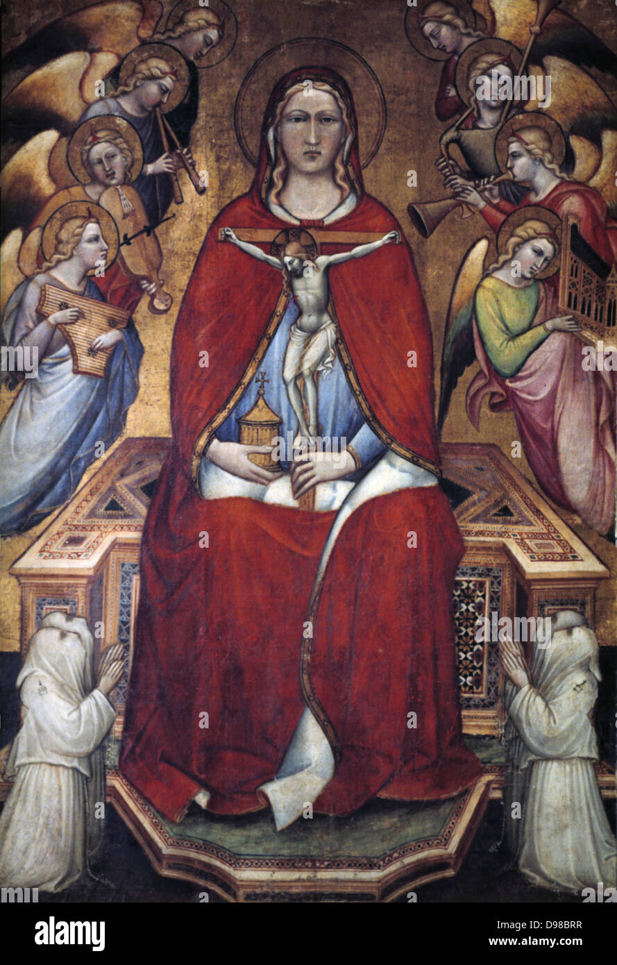 Sainte Marie Madeleine avec un Crucifix', 1375. Marie, dans un manteau écarlate, est titulaire d'un cricifix avec l'image du Christ crucifié. Autour d'elle sont des anges jouant des instruments de musique. Spinello Aretino (c1350-1410), peintre italien. Banque D'Images
