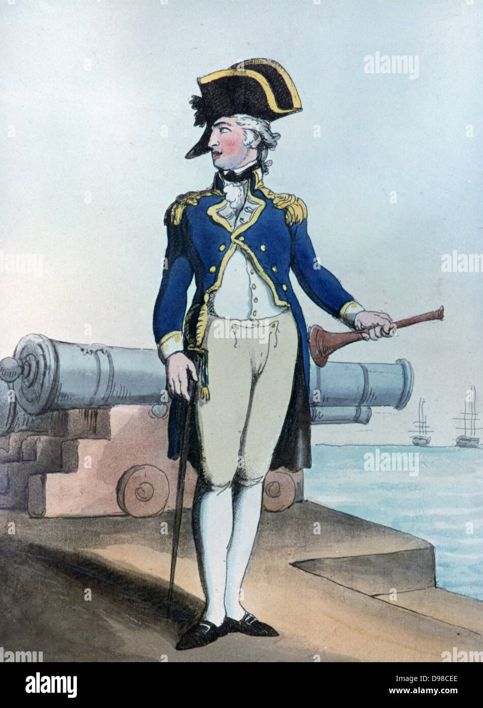 Le lieutenant de quart en 1799. Imprimer par Thomas ROWLANDSON (1756-1827). L'aquatinte. Banque D'Images