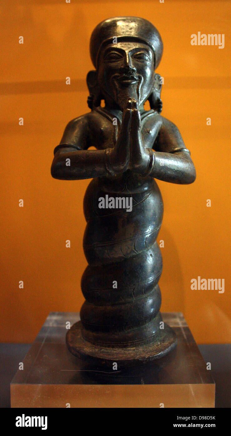 Patanjali, bronze, Tamilnadu, 1600-1700. Le sage (rishi) Patanjali était un grand dévot de Shiva. Il est indiqué avec le bas du corps d'un serpent et mains jointes dans le geste d'accueil ou de l'adoration. Banque D'Images
