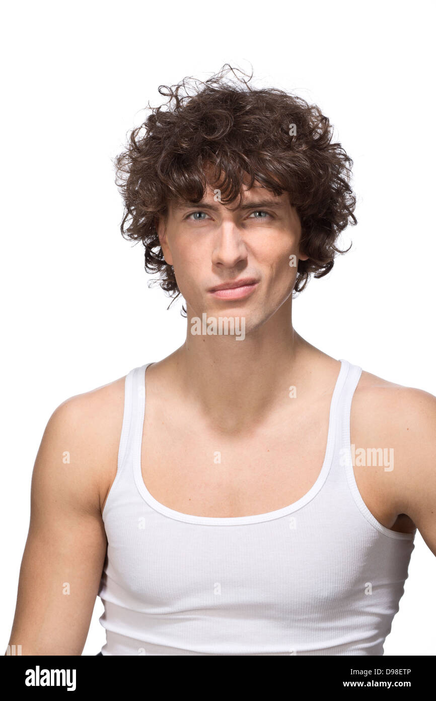 Portrait of mid adult man against white background Banque D'Images