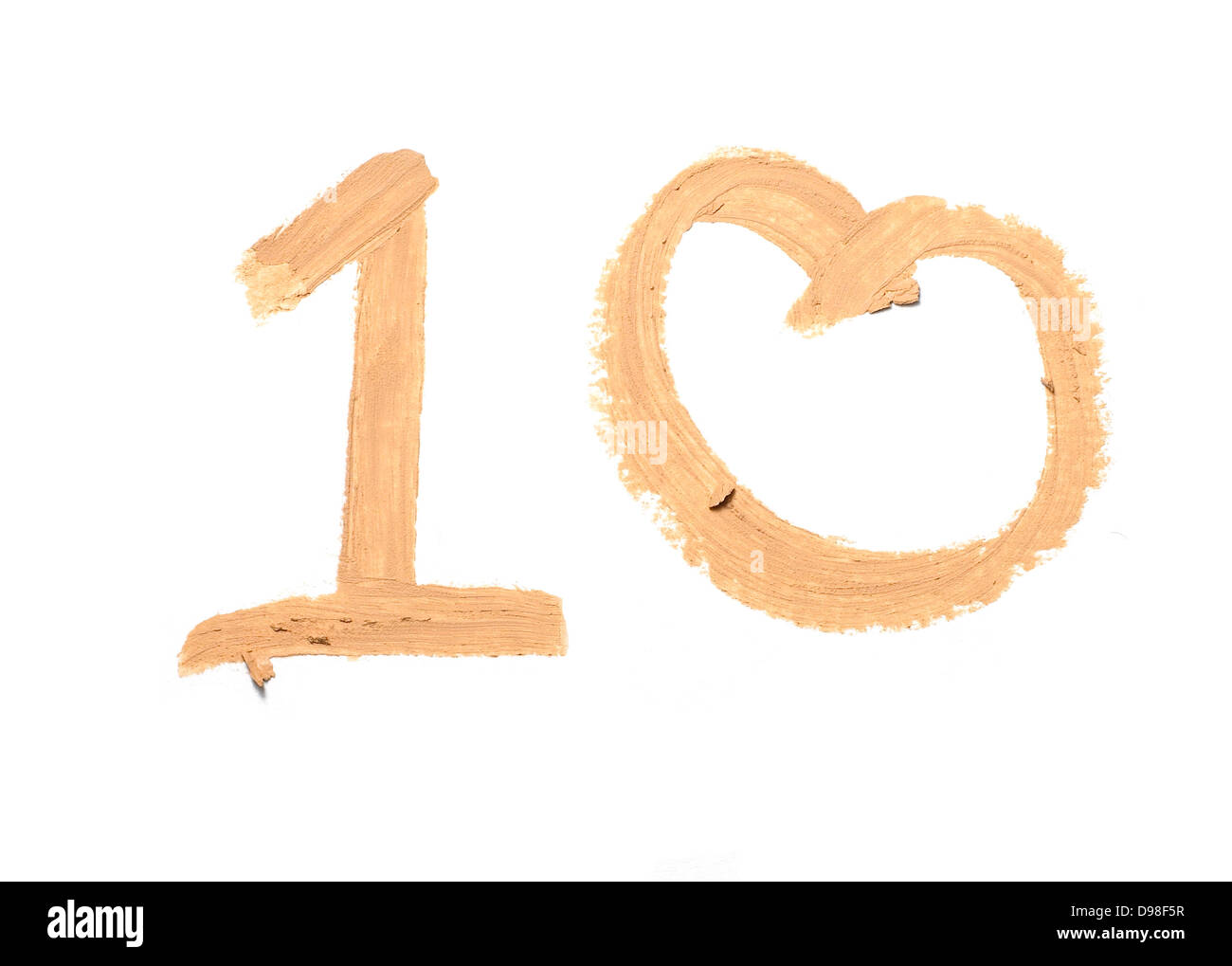 Numéro dix dans le concealer cut sur un fond blanc Banque D'Images