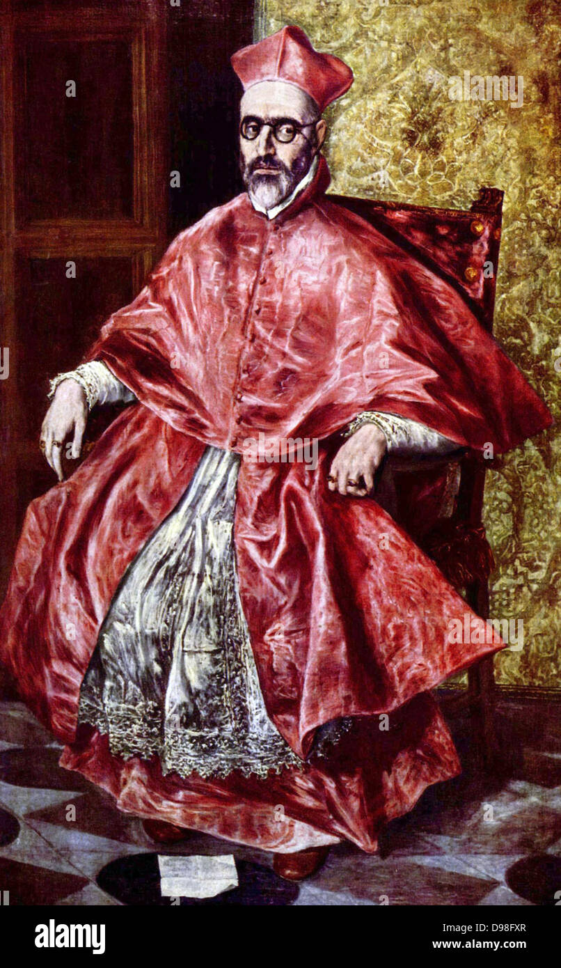 El Greco (1541-1614) peintre grec, Portrait de Don Fernando Niño de Guevara Cardinal inquisiteur 1600) Banque D'Images