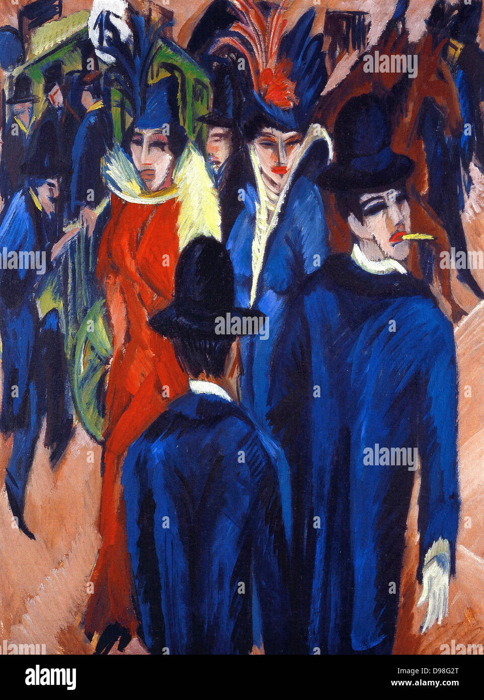 Ernst Ludwig Kirchner (6 mai 1880 - 15 juin 1938), peintre expressionniste allemand Scène-Berlin-Street Banque D'Images