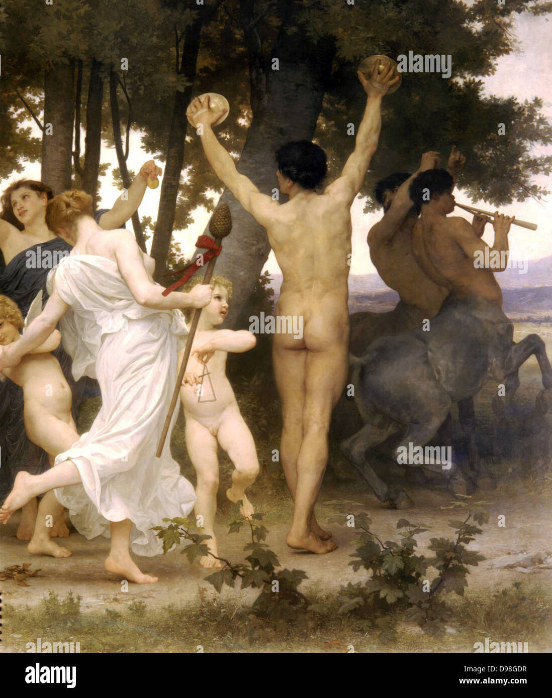 Se défendre contre l'amour de fille de William Adolphe Bouguereau Banque D'Images