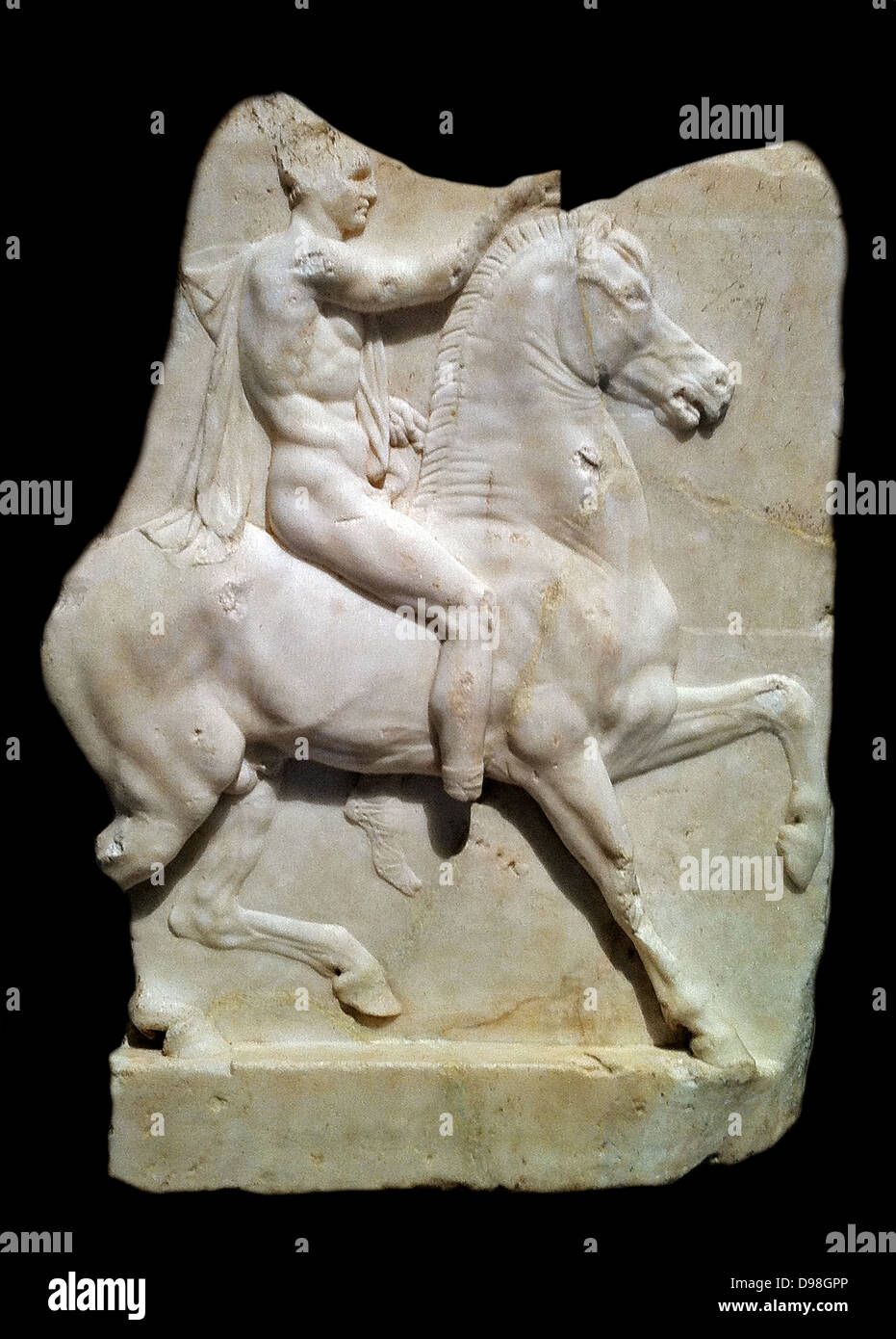 En relief d'un cavalier. Le grec, la fin de l'époque hellénistique. Ier siècle avant J.-C. Banque D'Images