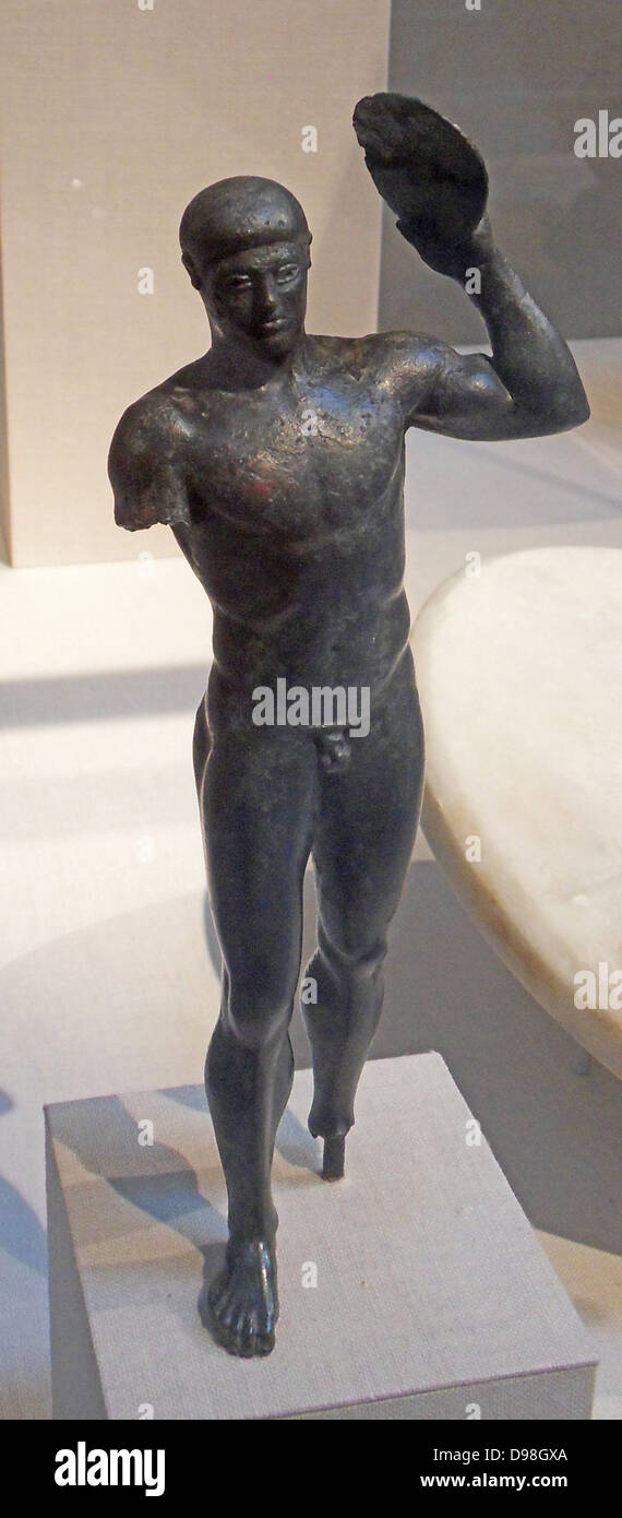 Lanceur de disque de bronze. Ca grecque classique. 480-460 av. Banque D'Images