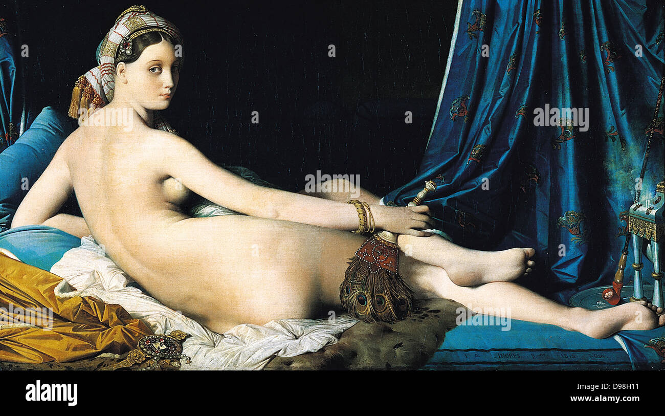 Jean Auguste Dominique Ingres ( ? ? ? ? ?) (29 août 1780 - 14 janvier 1867) était un peintre néo-classique français , La Grande Odalisque, 1814 Banque D'Images
