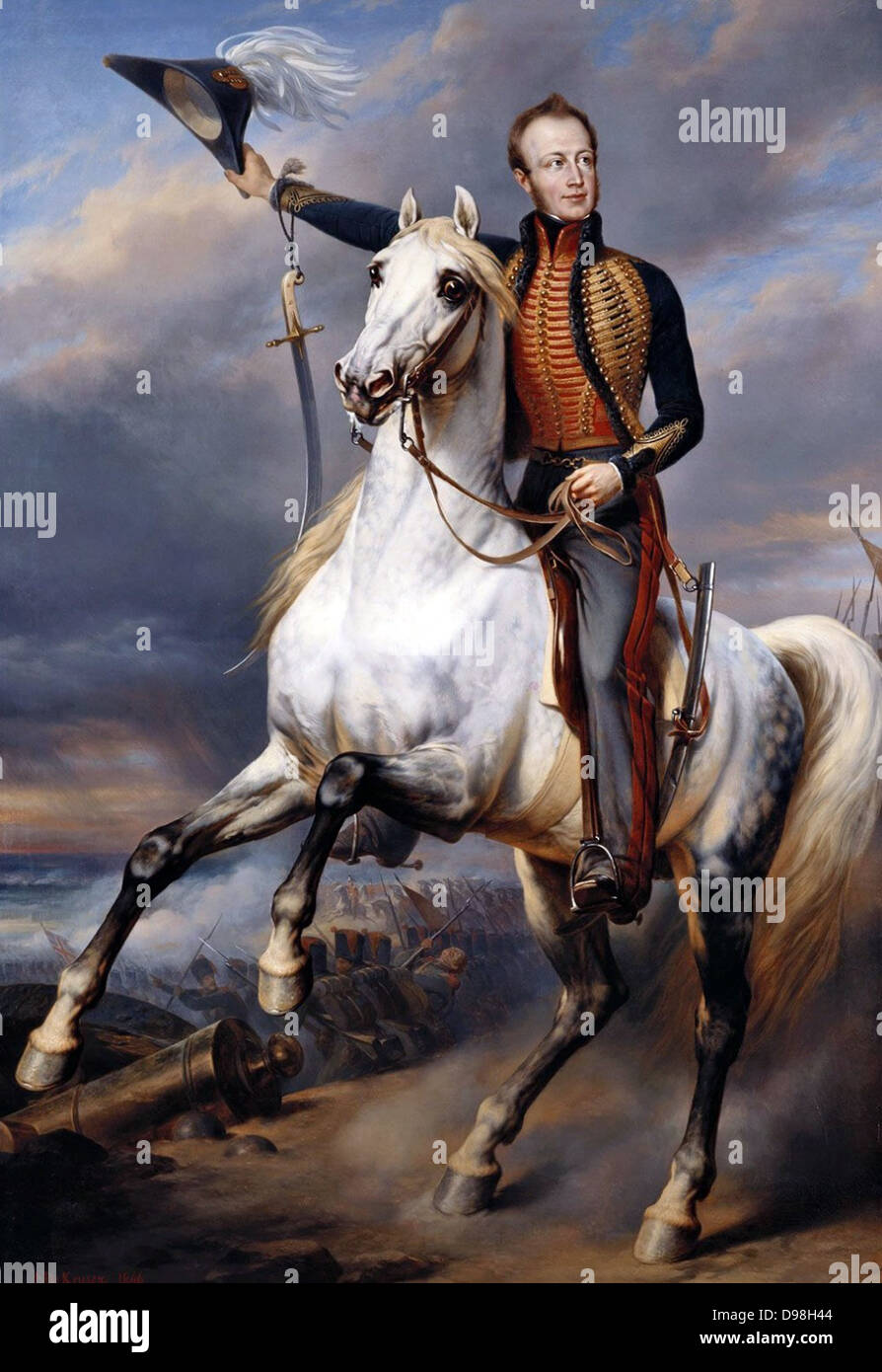 William II (Willem Frederik George Lodewijk van Oranje-Nassau) (6 décembre 1792 - 17 mars 1849) Roi des Pays-Bas, Grand-Duc de Luxembourg, duc de Limbourg et du 7 octobre 1840 jusqu'à sa mort en 1849. William II, Roi des Pays-Bas (1792-1849), lorsque le Prince d'Orange peinture de Nicaise De Keyser (1813 - 1887) Date 1846 Banque D'Images