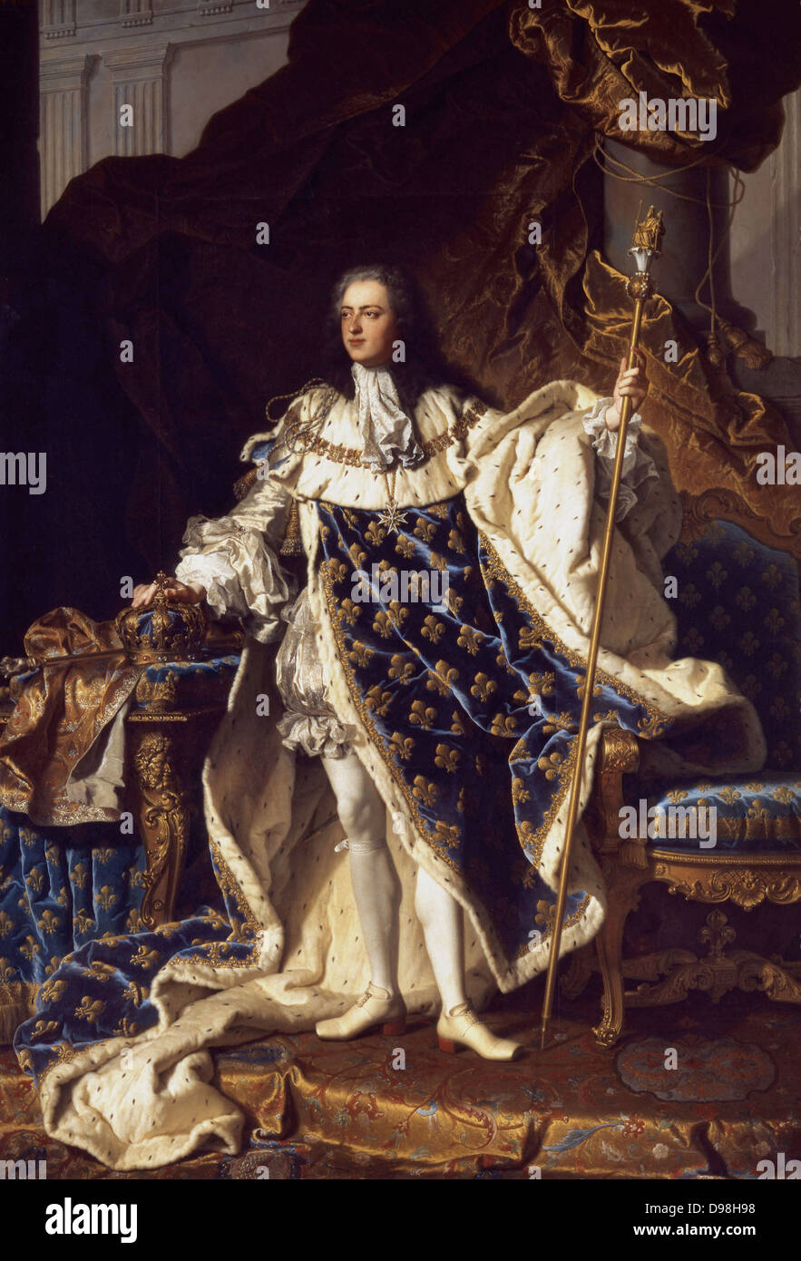 Portrait du roi Louis XV de France par Hyacinthe Rigaud, 1659-1743 Banque D'Images